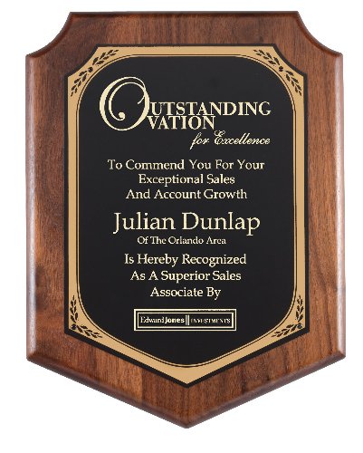 American Genuine Walnut Plaque with Satin Finish