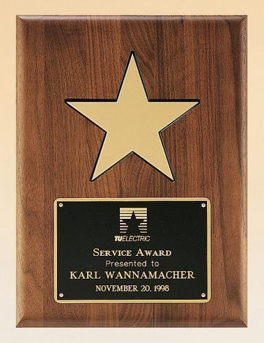 American Walnut Plaque with 5 Gold Star