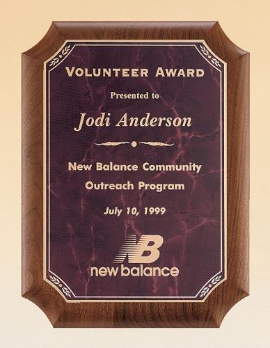 American Walnut Plaque with Marble Finished Plates