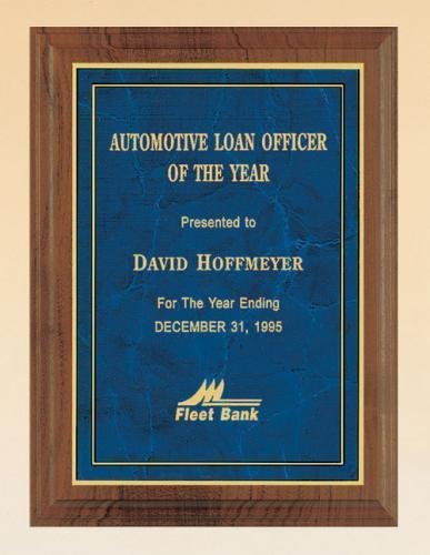 American Walnut Plaque with Marble Finished Plates