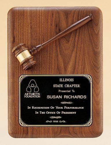 American Walnut Plaque with Walnut Gavel