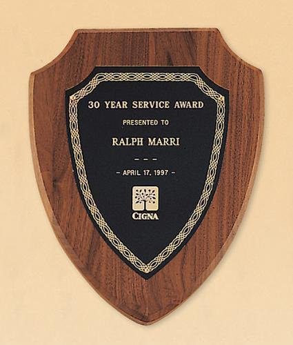 American Walnut Shield Plaque with a Black Brass Plate