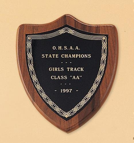 American Walnut Shield Plaque with a Black Brass Plate