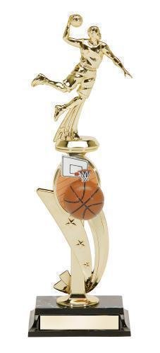 Basketball Action Male Trophy With Color Riser