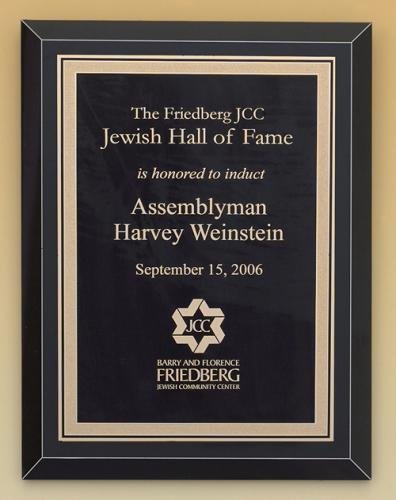 Black Glass Plaque with Brass Plate