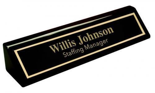 Black Piano Finish Desk Wedge with Plate