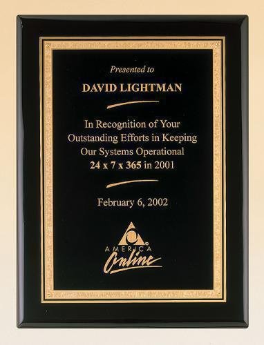 Black Piano Finish Plaque with Brass Plate