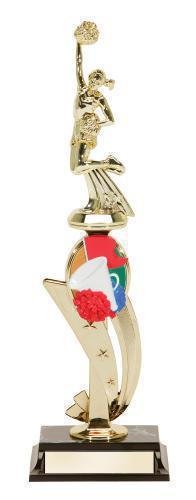 Cheerleader Action Trophy With Color Riser