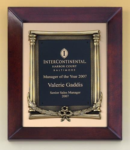 Cherry Finish Wood Frame Plaque with Wreath