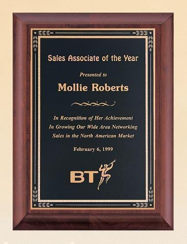 Cherry Finish Wood Plaque with Florentine Plate