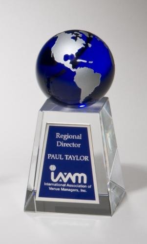 Crystal Trophy with Blue Globe