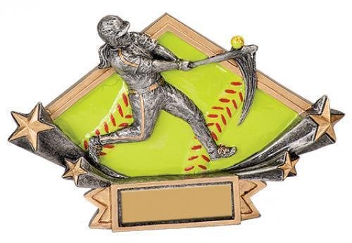 Diamond Star Plate Resin Trophy -Softball