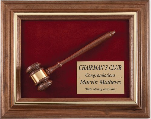 Genuine Walnut Frame Gavel Plaque