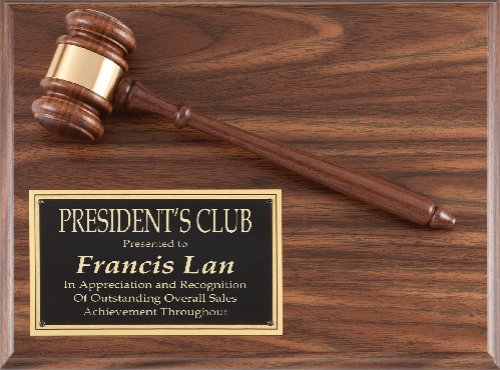 Genuine Walnut Gavel Plaque