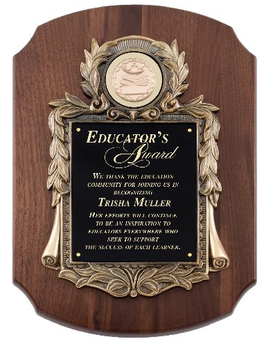Genuine Walnut Plaque with Metal Casting