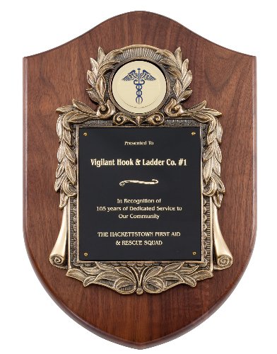 Genuine Walnut Plaque with Metal Casting with Black Engraving Plate