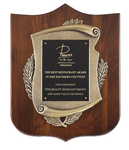 Genuine Walnut Plaque with Satin Finish and Metal Casting