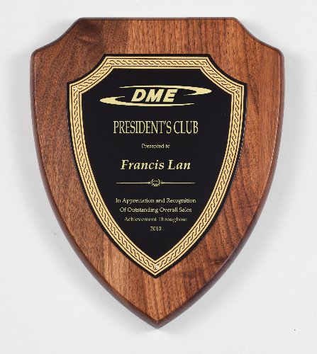 Genuine Walnut Shield Plaque