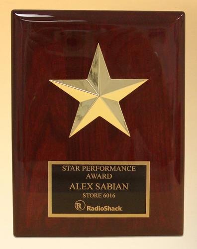 Gold Star Casting on Rosewood Piano Finish Plaque