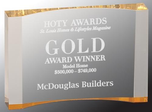 Gold Thick Acrylic Crescent Award