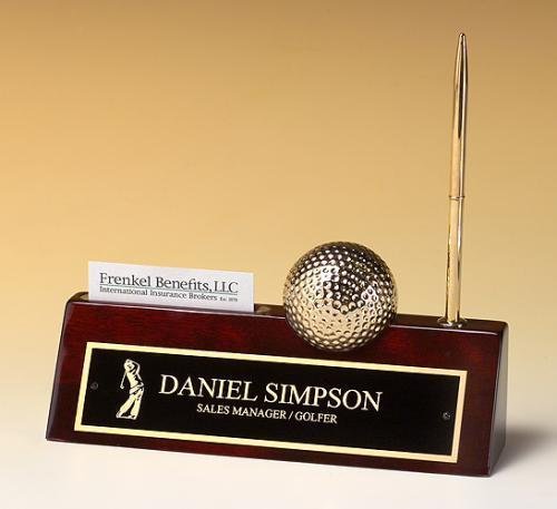 Golf-themed Rosewood Piano Finish Desk Accessory.