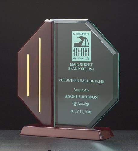 Octagon Acrylic Award on a Piano Finish Base.