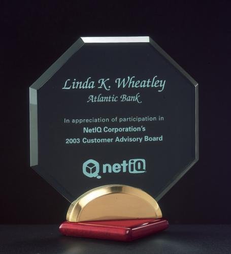 Octagon Acrylic Award on a Rosewood Piano Finish Base.