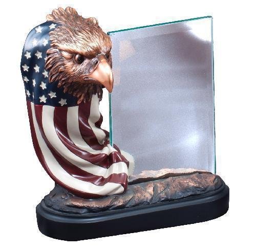 Resin Eagle and Flag with Glass