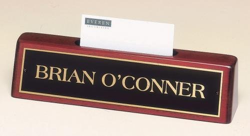 Rosewood Piano Finish Nameplate with Business Card Holder