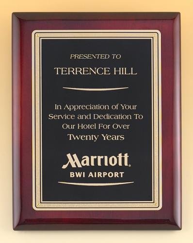 Rosewood Piano Finish Plaque with Brass Plate