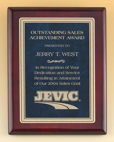 Rosewood Piano Finish Plaque with Marble Design Brass Plate