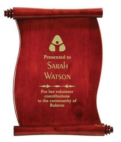 Rosewood Piano Finish Scroll Plaque