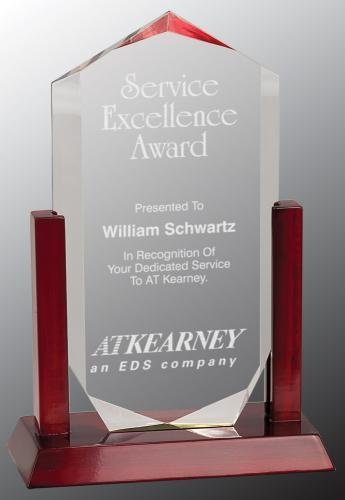 Royal Crown Acrylic Award with Rosewood Piano Finish Base