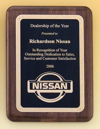 Walnut Stained Piano Finish Plaque with Brass Plate