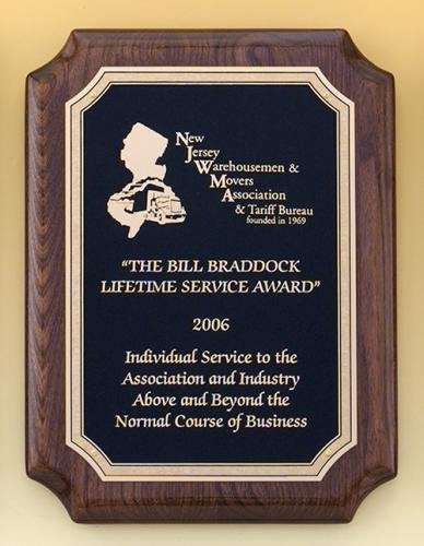 Walnut Stained Piano Finish Plaque with Brass Plate