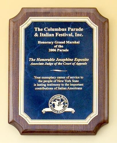 Walnut Stained Piano Finish Plaque with Brass Plate