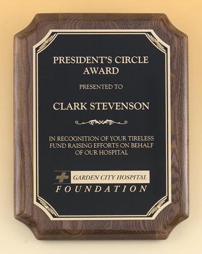 Walnut Stained Piano Finish Plaque with Brass Plate