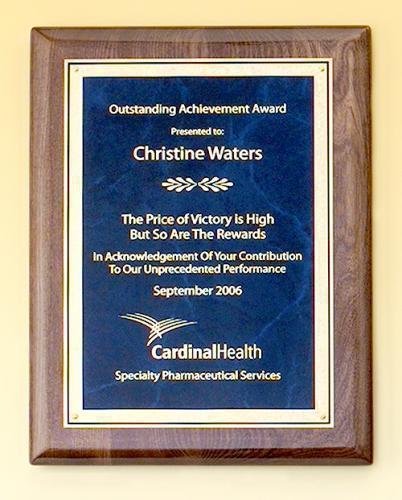 Walnut Stained Piano Finish Plaque with Brass Plate